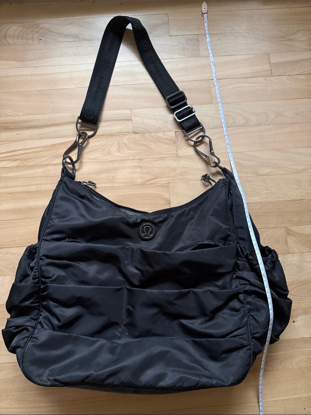 RARE VINTAGE lululemon athletica Black Nylon Shoulder Bag with Adjustable Strap